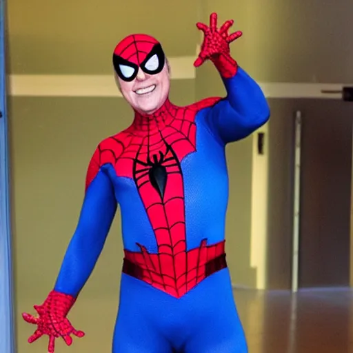 Image similar to jimmy tarbuck as spiderman