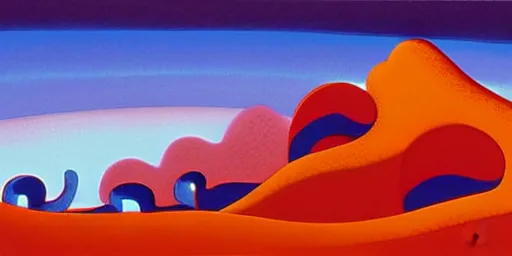 Image similar to a night landscape background, day of the tentacle, eyvind earle