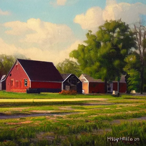 Image similar to beautiful oil painting of bishop hill colony illinois by olaf krans