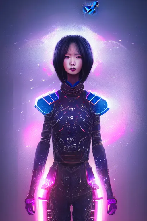 Prompt: portrait futuristic wuxia armor heroine Girl with thunder and fire sparkles and starlight, n future cyberpunk tokyo flowers sea rainning rooftop , ssci-fi, fantasy, intricate, very very beautiful, elegant, human structure, neon light, highly detailed, digital painting, artstation, concept art, smooth, sharp focus, illustration, art by tian zi and WLOP and alphonse mucha