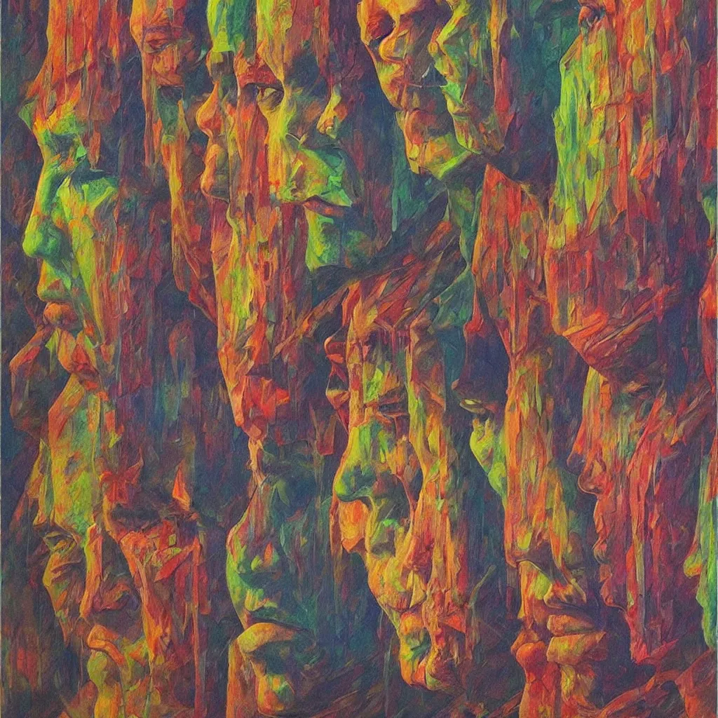 Prompt: colorful faces melted with paper bags, artstation, art by, , edward hopper, Zdzislaw Beksinski, highly detailed