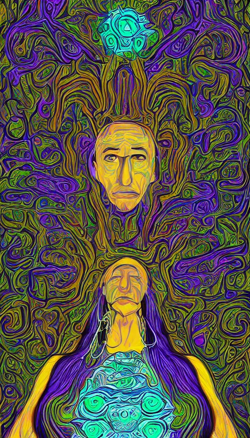 Image similar to portrait of a digital shaman, by schizophrenia patient