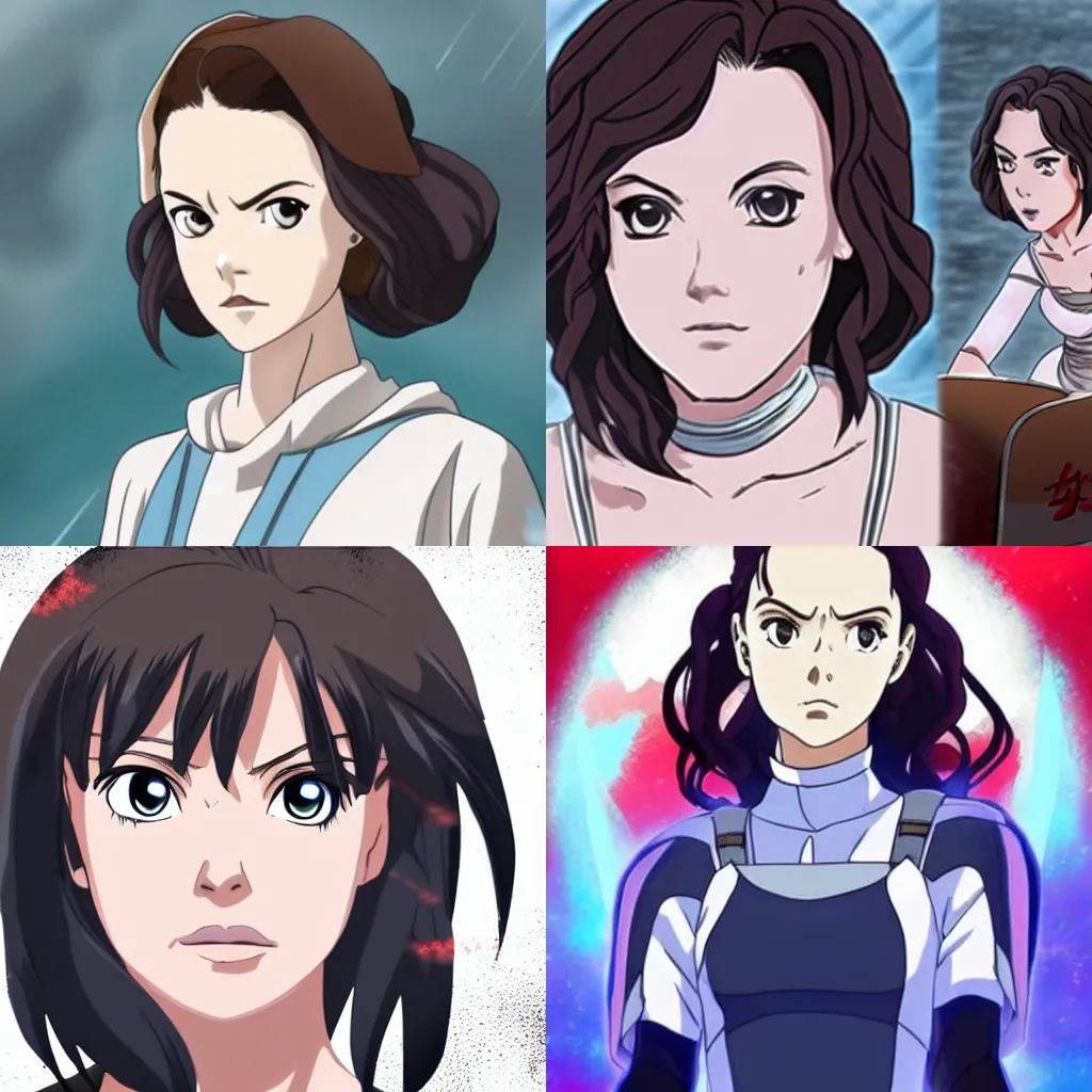 Prompt: daisy ridley as an anime character