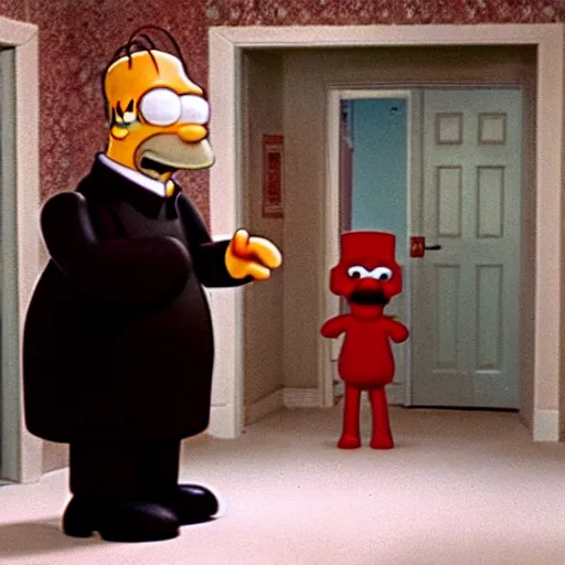 Prompt: homer simpson in a scene from the shining