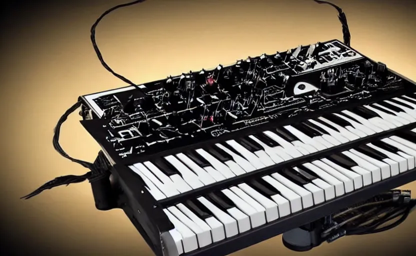 Image similar to the most epic synthesizer from an alien planet