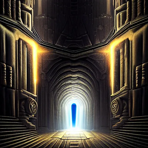 Image similar to open portal to another dimension, with majestic image of different time space, majestic lighting, ethereal, high detail, intricate, giger!, photo realistic, 8 k