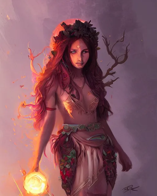 Image similar to ashlynn brooks as a beautiful female druid, by Fernanda Suarez and ross tran