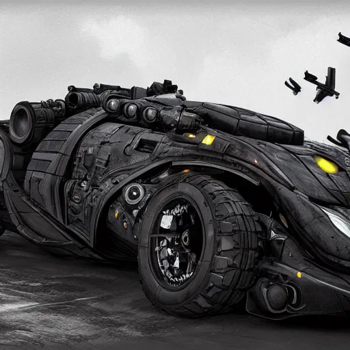 Prompt: the batmobile as a truck, au naturel, hyper detailed, digital art, trending in artstation, cinematic lighting, studio quality, smooth render, unreal engine 5 rendered, octane rendered, art style by klimt and nixeu and ian sprigger and wlop and krenz cushart