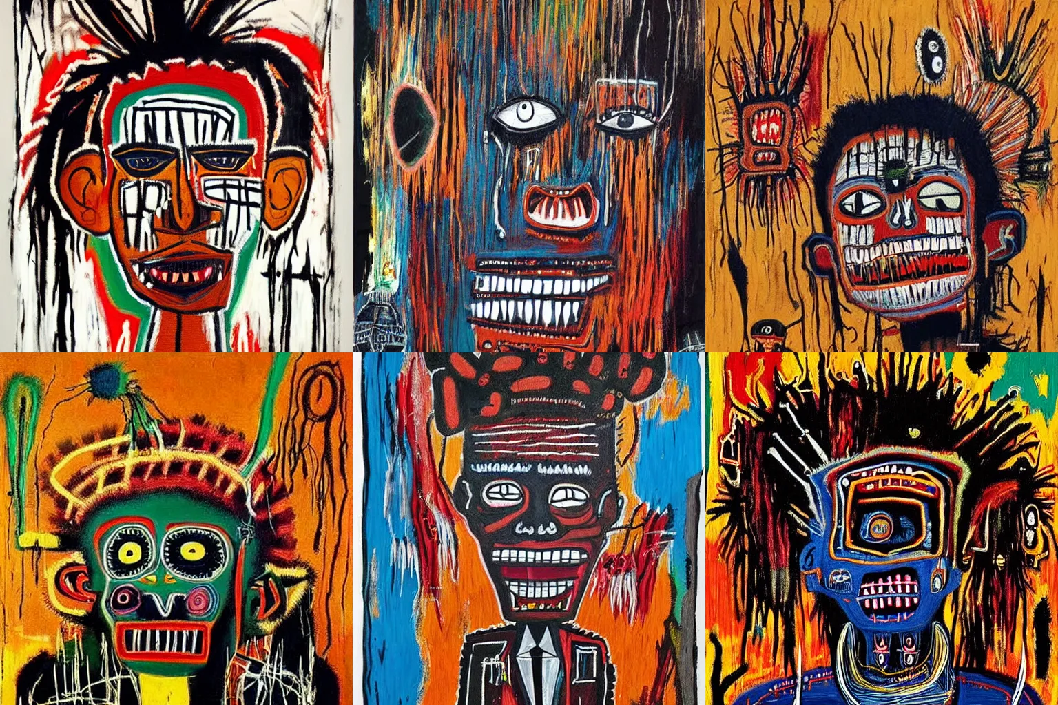 Prompt: extremely highly detailed scary African voodoo paintings by Jean-Michel Basquiat 4k insanely detailed and intricate, super detailed