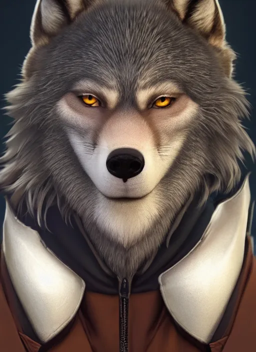 Image similar to close up character portrait icon of the anthro anthropomorphic of the male anthropomorphic wolf fursona wearing jedi robes. leather gloves. character design by charlie bowater, ross tran, artgerm, and makoto shinkai, detailed, soft lighting, rendered in octane