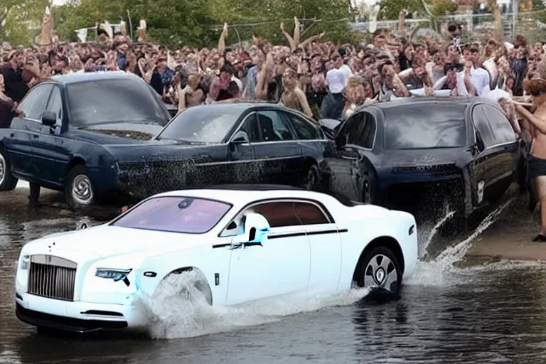 Image similar to stoned teenagers decided to drown Rolls-Royce