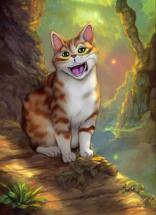 Image similar to official digital painting artwork of a cat character by don bluth, ross tran and studio ghibli.