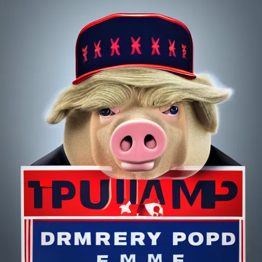 Prompt: if donald trump was a pig, ultra detailed, hyper realistic, studio lighting, 8 k, 5 0 mm lens, cinematic