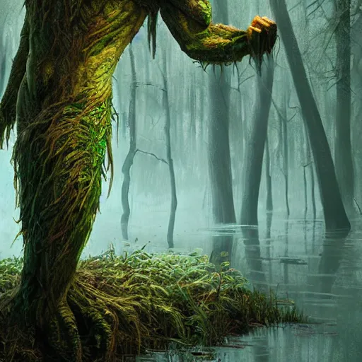 Image similar to swamp monster, 8 k, depth of field, 3 d, art by artgerm and greg rutkowski