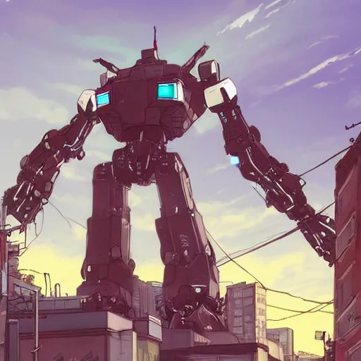 Prompt: A giant robot in the northend neighborhood at boston city in anime style highly detailed by Makoto Shinkai and Raphael Lacoste