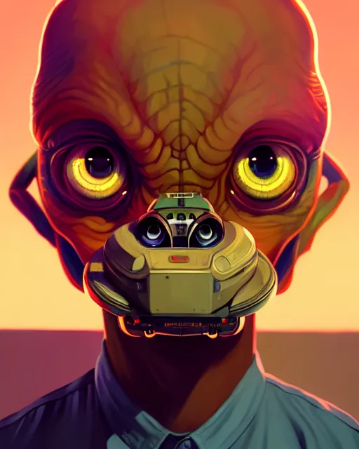 Prompt: hyper - realistic portrait of a cute alien, gta v cover art, celshading, sharp focus, intricate, detailed, rhads, andreas rocha, makoto shinkai, lois van baarle, ilya kuvshinov, greg rutkowski, dynamic lighting, grunge aesthetic, 4 k