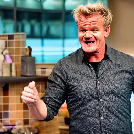 Prompt: gordon ramsey yelling and pointing at a baby