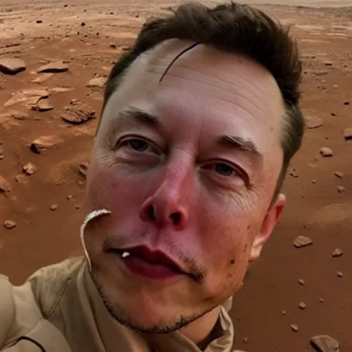Image similar to selfie of Elon Musk on Mars