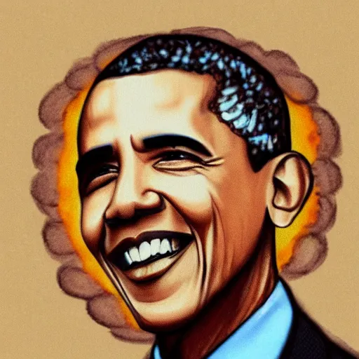 Image similar to Barack Obama drawn on a pizza