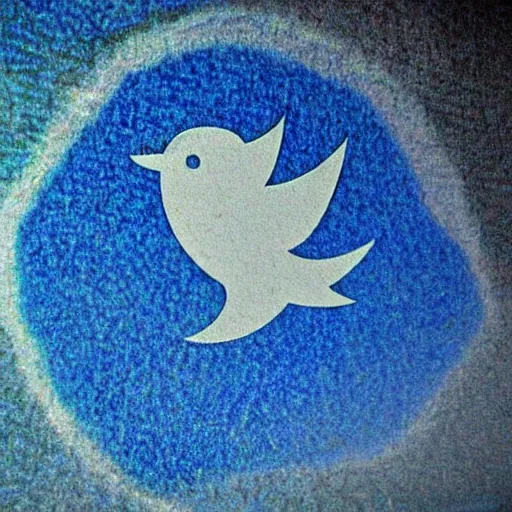 Prompt: cave painting of the Twitter logo, blue, dslr photo