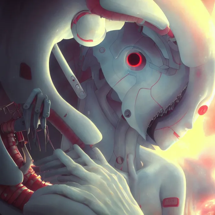 Image similar to Close up Iwakura Lain, Female Anime Character rei ayanami, giygas, epcot, inside a space station, eye of providence, Beksinski Finnian vivid Wojtek William to eye, hellscape, mind character, Environmental occlusion theme Jia, a William mans character, Artstation station female hyperdetailed with , rei ayanami