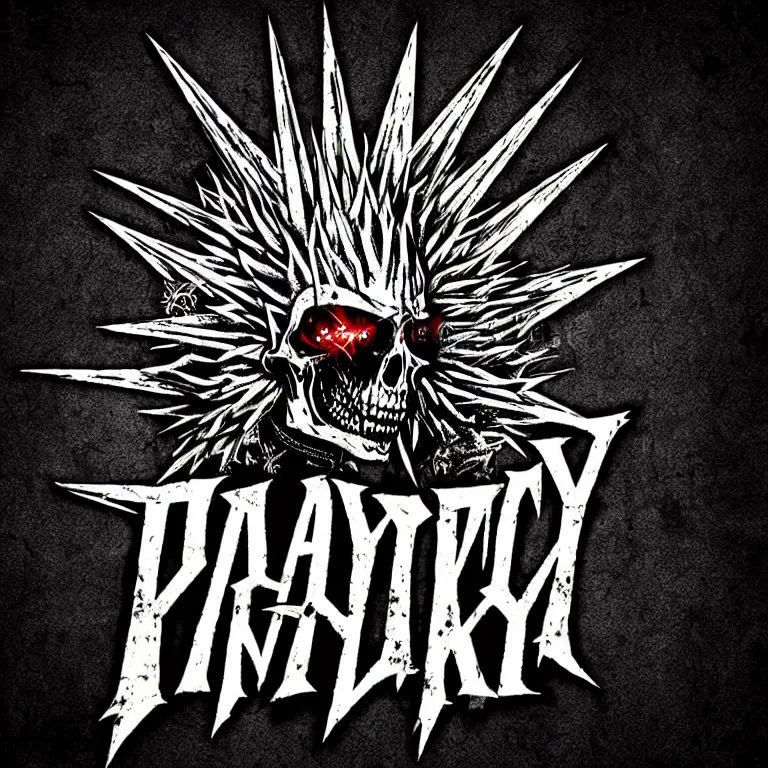 Prompt: heavy trash metal spiky dark creepy dark dirty grungy satanic logo word illustration