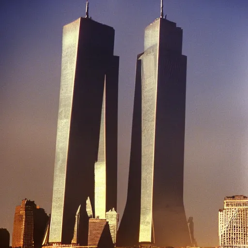 Image similar to “The TwinTowers transform into giant robots, tower B waves down at the crowd Gettyimages September 11 2001 hq ap photos CNN”
