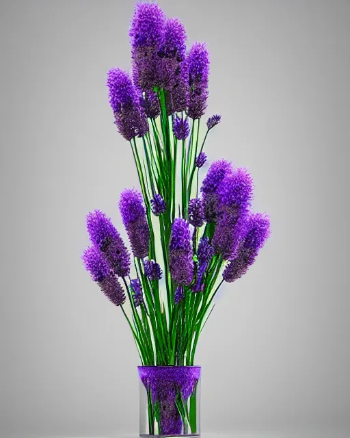 Image similar to a 3 d rendered ultra realistic lavender plant, masked transparent flat background, popular on sketchfab, pixelsquid 3 6 0, 8 k, volumetric lighting, trending on artstation, octane render, ultra detailed, hyperrealistic