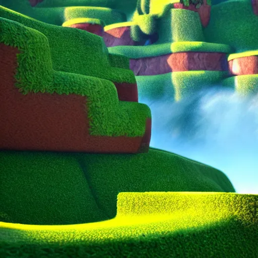 Prompt: professional photo similar to green hills level of sonic, by discovery magazine, real life, photorealistic, soft focus, long exposure