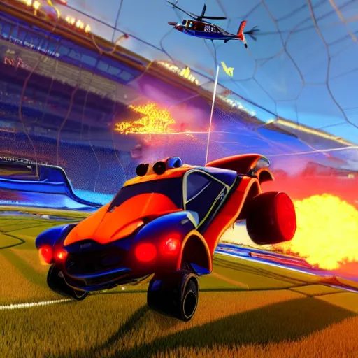 Image similar to an helicopter in rocket league, 4 k