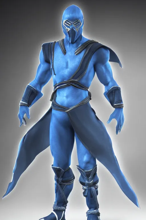 Image similar to sub - zero from mortal kombat 3 d render