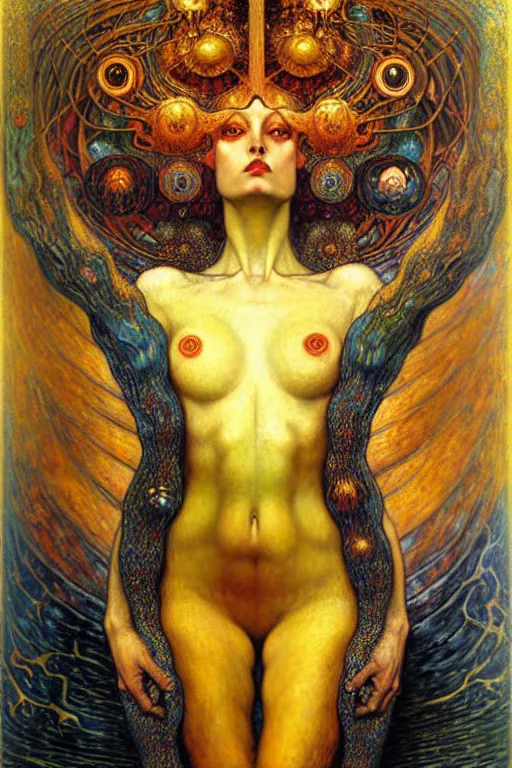 Image similar to Divine Chaos Engine by Karol Bak, Jean Delville, William Blake, Gustav Klimt, and Vincent Van Gogh, symbolist, visionary