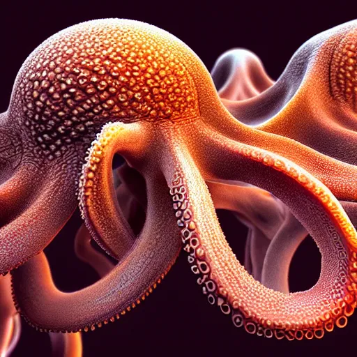 Prompt: hyperrealism computer simulation visualisation of parallel universe octopuses in surreal scene from art house movie from future by caravaggio rendered in mandelbulb 9 d and blender and octane render