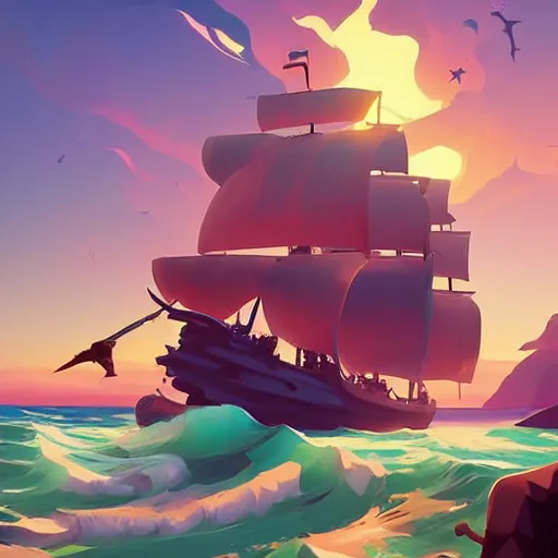 Image similar to painting treasure on sea of thieves game smooth median photoshop filter cutout vector, behance hd by jesper ejsing, by rhads, makoto shinkai and lois van baarle, ilya kuvshinov, rossdraws global illumination