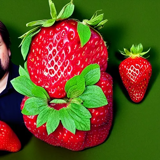 Prompt: matt berry as a strawberry, head of a strawberry, high definition