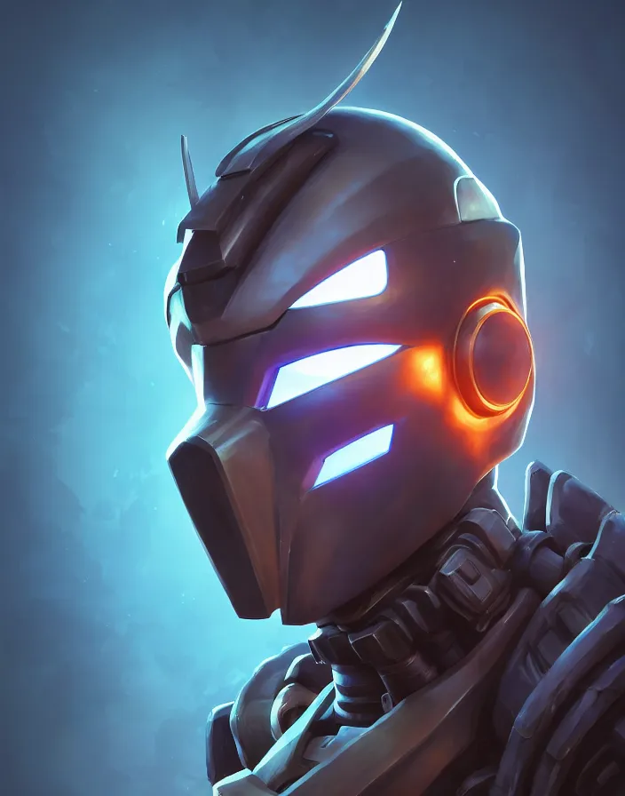 Image similar to epic mask helmet robot ninja portrait stylized as fornite style game design fanart by concept artist gervasio canda, behance hd by jesper ejsing, by rhads, makoto shinkai and lois van baarle, ilya kuvshinov, rossdraws global illumination radiating a glowing aura global illumination ray tracing hdr render in unreal engine 5