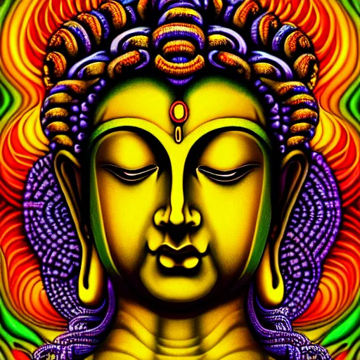 an extremely psychedelic portrait of buddha as medusa, | Stable ...