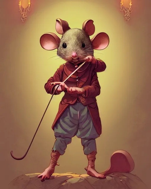 Image similar to anthropomorphic art of anthropomorphic mouse holding a bow, victorian bright clothing by artgerm, victo ngai, ryohji hase, artstation, highly detailed digital painting, smooth, global illumination, fantasy art by greg rutkowsky, karl spitzweg