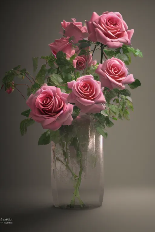 Prompt: hyper - realistic photo of roses in the vase, photorealism, portrait photography, volumetric lighting, insanely detailed, artstation, 4 k, 8 k