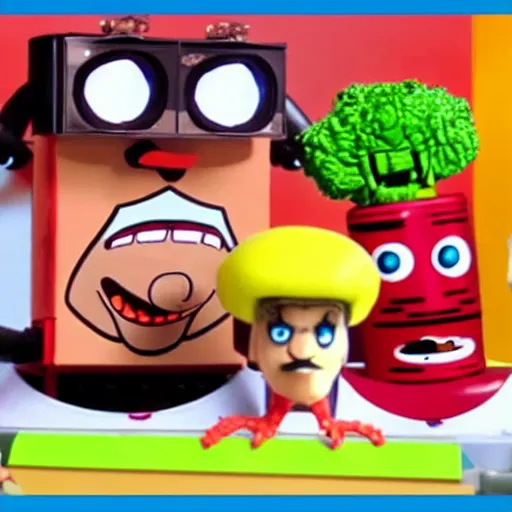 Prompt: UHD Aqua Teen Hunger Force recreated in robot chicken