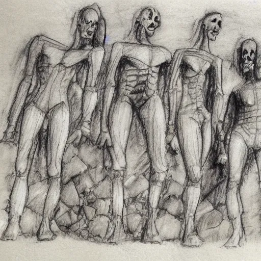 Prompt: zdzislaw bensinski sketch of ghouls in atasehir