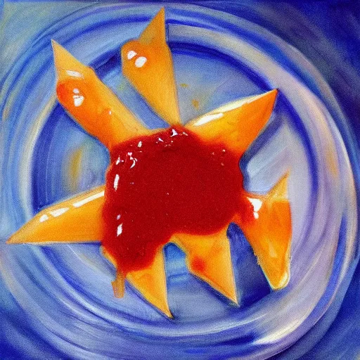 Image similar to a splash of ketchup, abts tomma painting