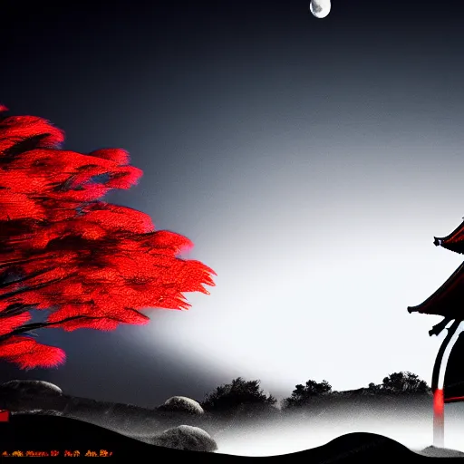 Prompt: samurai full moon ambient light cinematic