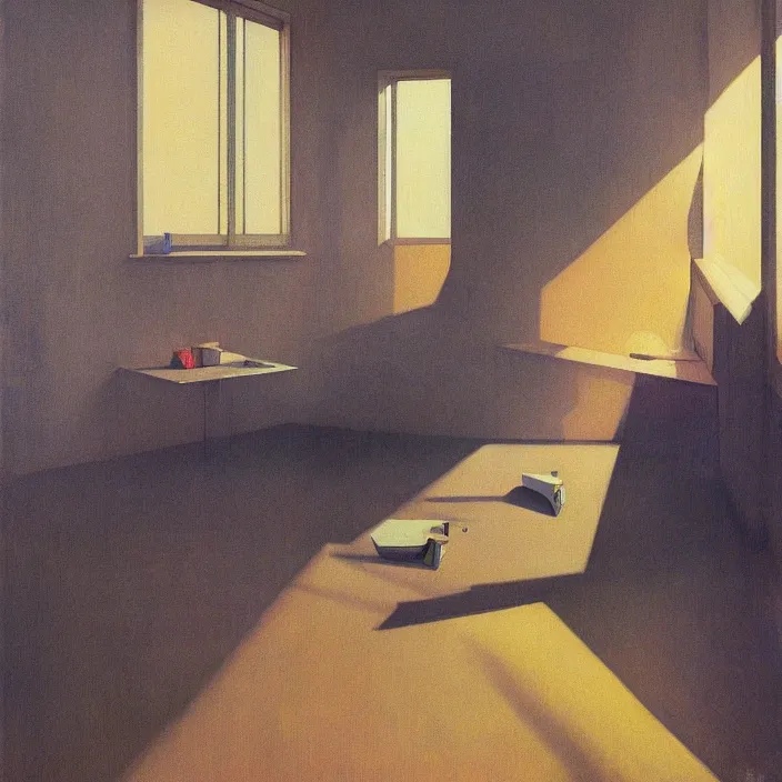 Image similar to waking up in the morning and the sun is shining through the window, science fiction, Edward Hopper and James Gilleard, Zdzislaw Beksinski, highly detailed