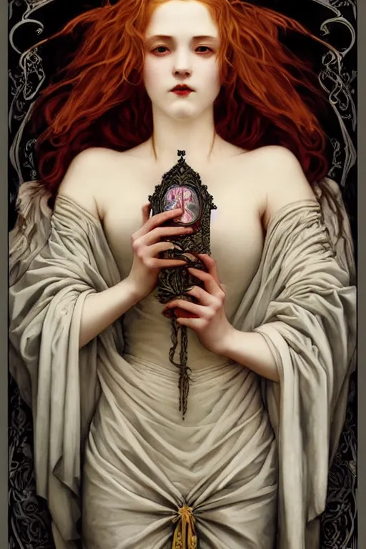 Image similar to majestic gothic vampire porcelain skin girl movie poster, art style by edmund leighton, artgerm, alphonse mucha, graffiti street art, iconic, masterpiece, organic painting, hard edges, ornate and hyper detailed