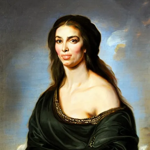 Image similar to portrait of kim kardashian by peter paul rubens