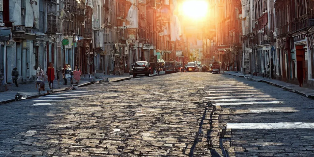 Image similar to sun is shining on the street, on the moon