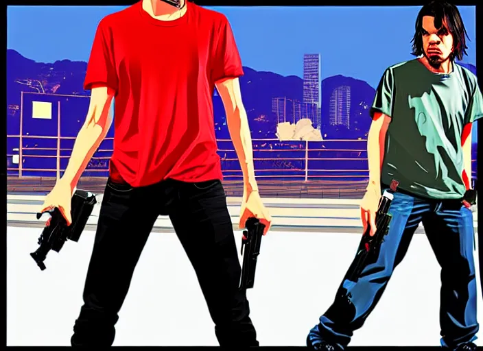 Image similar to Orelsan in a GTA V art by Stephen Bliss