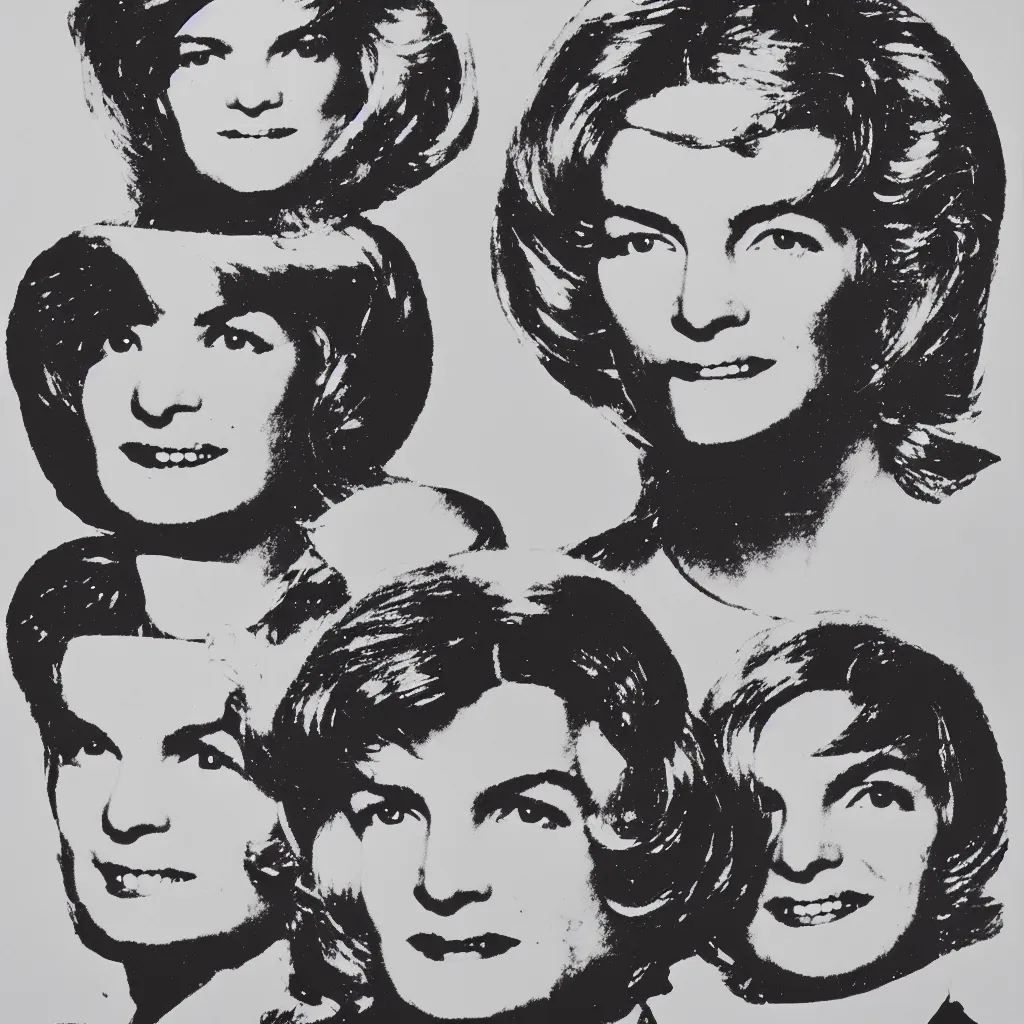Image similar to andy warhol style silk screen print of jacqueline kennedy