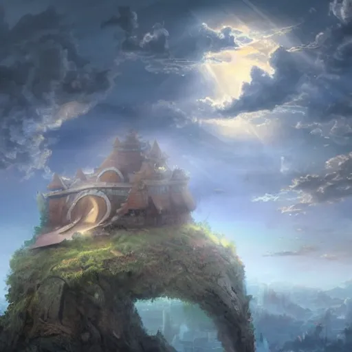 Image similar to beautiful matte painting of floating fort in the sky, mai anh tran,